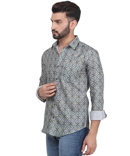 Image of TB Trybuy.in Retro Full Sleeve Casual Linen Printed Shirt for Men