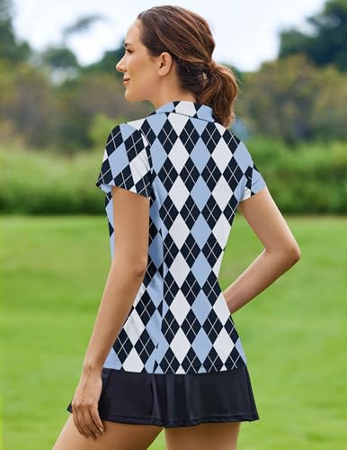 Image of PINSPARK Womens Golf Shirt Short Sleeve Polo V-Neck Quick Dry Tennis Tops | Moisture-wicking Breathable Fabric, Classic Collar, Slim Fit, Ideal for Golf Tennis Pickleball Casual