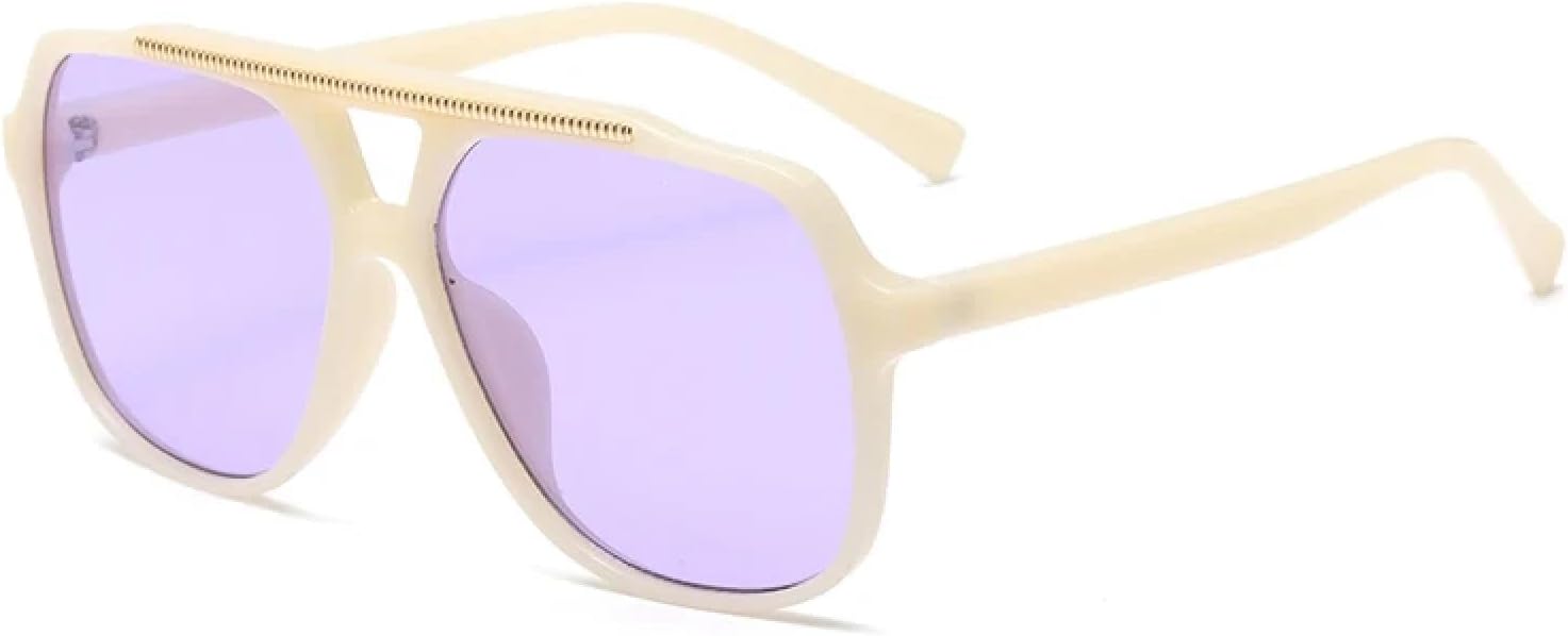 Fashion Minimalist Piece Sunshade Sun Glasses Retro Double Beam Eyeglasses Uv Protection Female