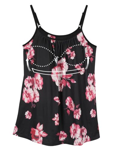 Image of Camisoles for Women with Built in Bra Adjustable Strap Tank Tops Cami Sleeveless Summer Tops for Workout Sleeping Traveling