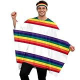 Zanisouta Poncho colorido para hombre, capa arcoíris, capa Lgbt capa cloak, disfraz de Halloween para niños, traje de Bruno Encanto, camilo, cosplay, vestido, uniforme, fiesta gay, clubwear, O blanco1