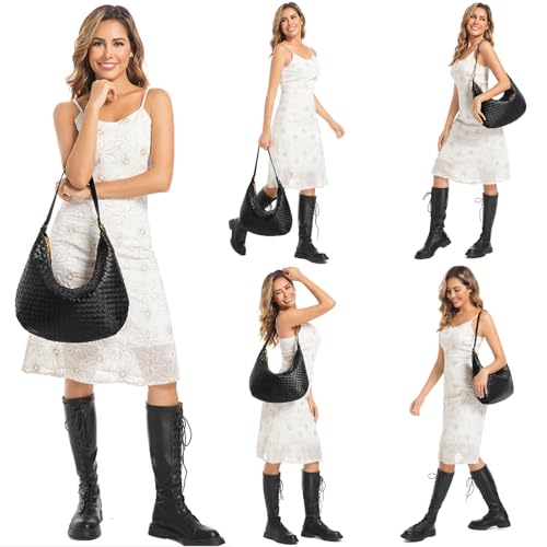 Bolso de hombro tejido de cuero vegano para mujer miniatura 6