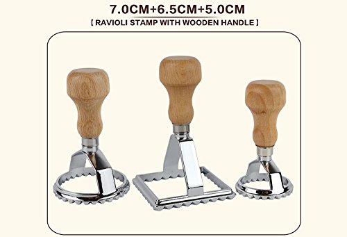 Classical Italian Round And Square Pasta Cutter Kitchen Pasta Mold Tool Ravioli Stamp Cutter With Beach Wooden Handle #TOP2