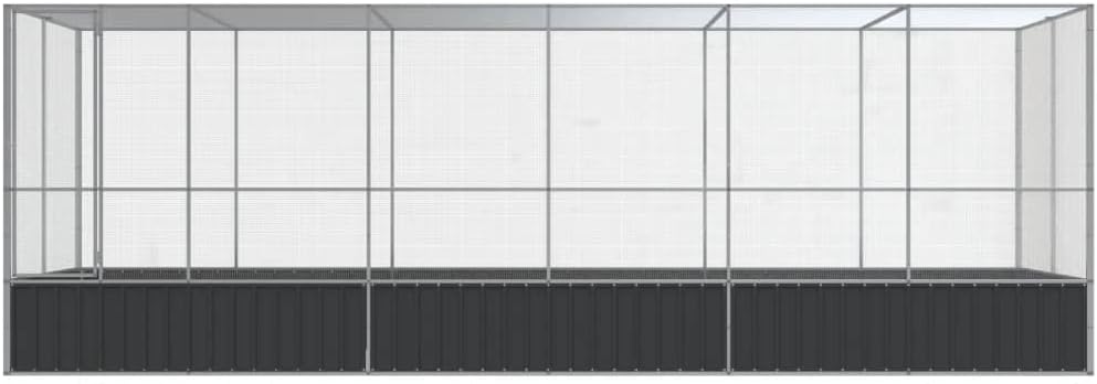 YAFF Aviary Silver Galvanized Steel Large Durable Aviary,Bird Cages & Stands-3214273