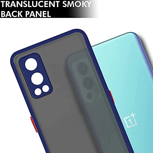 Image of TheGiftKart Hybrid Back Cover Case for OnePlus Nord 2 5G / OnePlus Nord 2 5G Pac-Man Edition | Smoked Matte Back | 360 Degree Protection | Protective Hard Back Cover Case (PC & TPU, Blue Bumper)