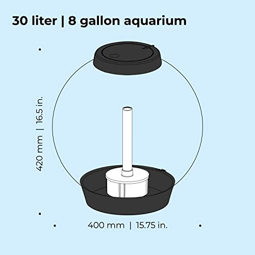 Image of biOrb Classic 30 Acrylic 8-Gallon Aquarium with Multi-Color Remote-Controlled LED Lights Modern Tank for Tabletop Display, Black