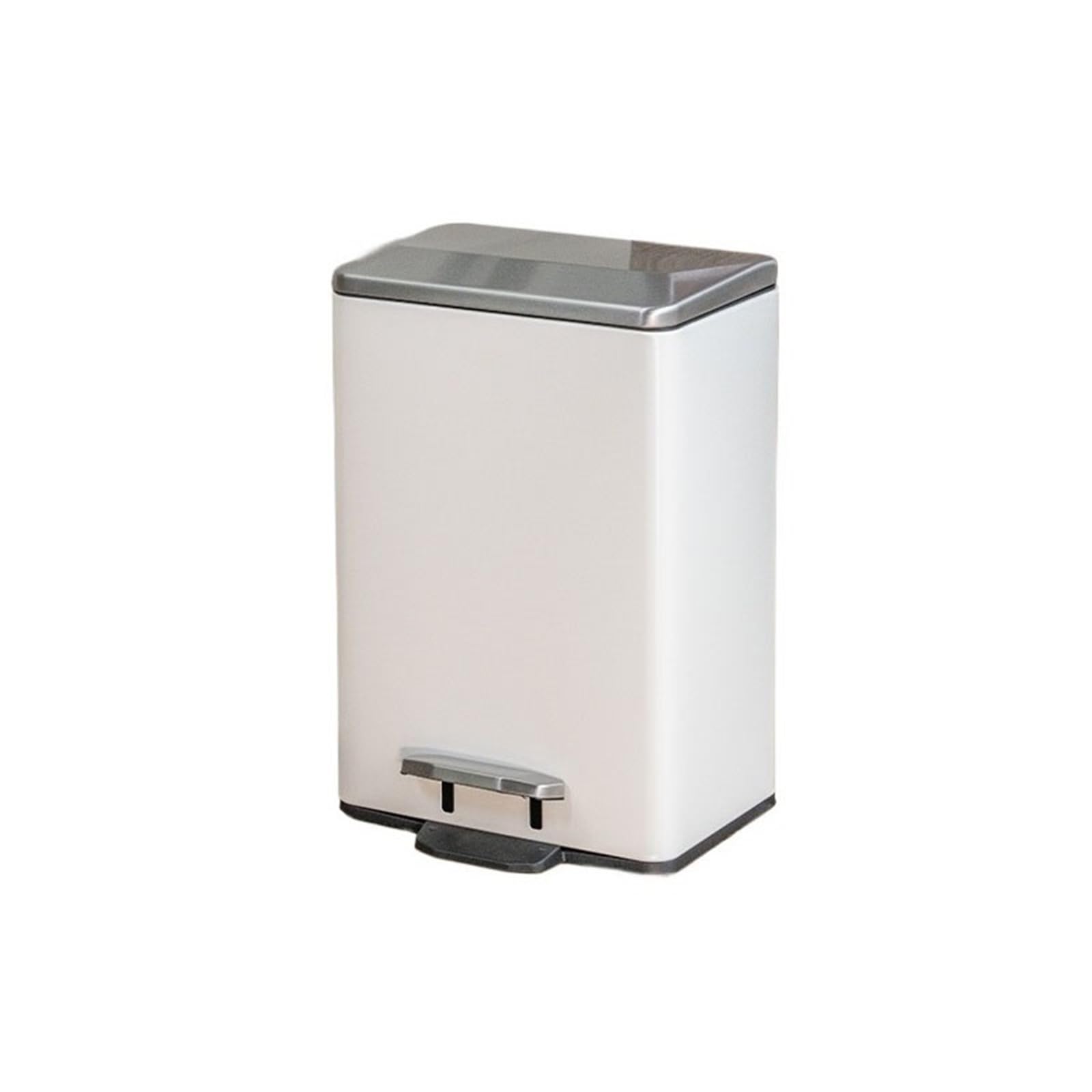 Dustbin Stainless Steel Step-On Kitchen Trash Can Soft-Close Lid, Removable Liner for Home Office(White)