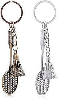 IKAAR 2pcs Badminton Keyring 3D Alloy Cool Keychains, Gift for Men and Women on Birthday and Christmas
