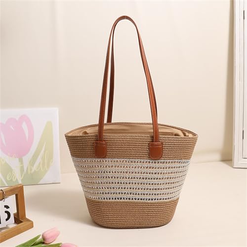 Sac à main en paille avec fermeture éclair grand volume zippé