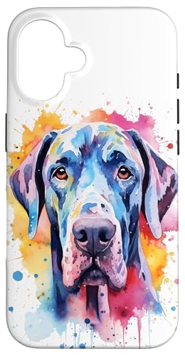 Watercolor Great Dane Dog Owner Lover Girlfriend Case for iPhone 16