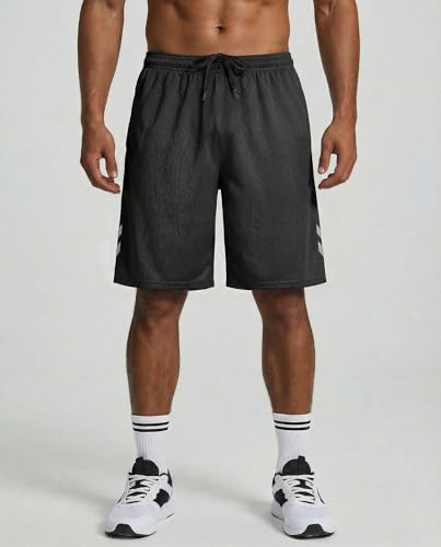 Image of Real Essentials 5 Pack: Men's 9 inch Mesh Shorts - Athletic Gym, Workout, Basketball, Running, Casual Lounge Activewear Pockets