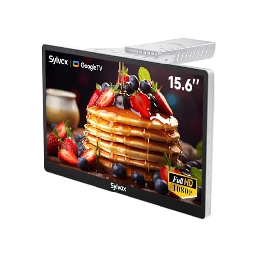 SYLVOX 15.6" Kitchen TV, 1080P FHD Under Cabinet TV with App Store, Voice Assistant, Chromecast, 12-Volt for Small Spaces, Kitchen, Bedroom, RV - Fits Tight Cabinets