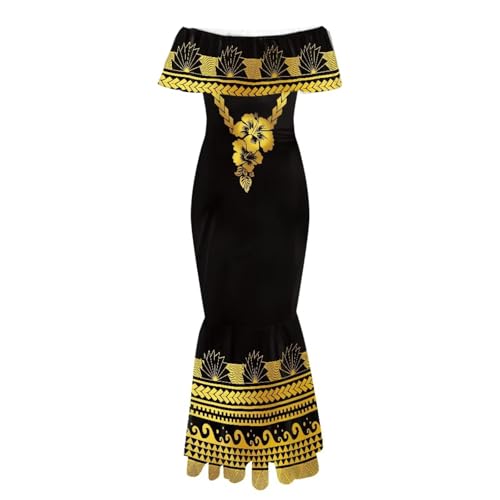 Image of Polynesian Dresses for Women Off Shoulder Maxi Dress Puletasi Samoan Dresses S-7XL