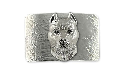 Esquivel And Fees Pit Bull Belt Buckle Sterling Silver Handmade Pit Bull Jewelry PTB6-BK