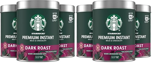 Starbucks Premium Instant Coffee, Dark Roast Coffee, Arabica Beans, Three 3.17 oz Tins (Pack of 2)