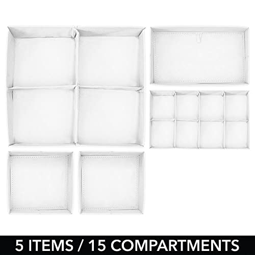 Mdesign Soft Fabric Dresser Drawer/Closet Divided Storage Organizer Bins For Nursery - Holds Blankets, Bibs, Socks, Lotion, Clothes, Shoes, Toys, Jane Collection - Set Of 5 - Pink/White #TOP3