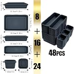 Spice Organiser Drawer Divider Bathroom Organiser Set Drawer Inserts 48 Pieces Separation System Spice Organiser Drawer Black Divider Bathroom Organiser Boxes Set - Image 2