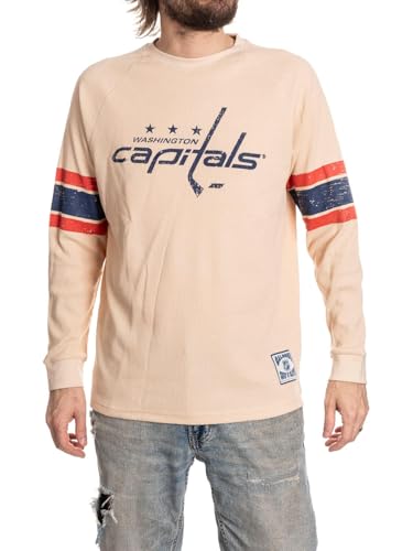 Calhoun Men's NHL Waffle Knit Long Sleeve Thermal Shirt – Lightweight Cotton Blend, Cold Weather Layering Top (Washington Capitals, Large)