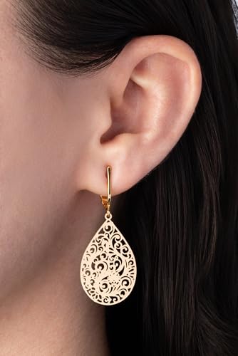 Aloha Earrings Small Victorian Filigree Teardrop Non Pierced Clip On Dangling Earrings2