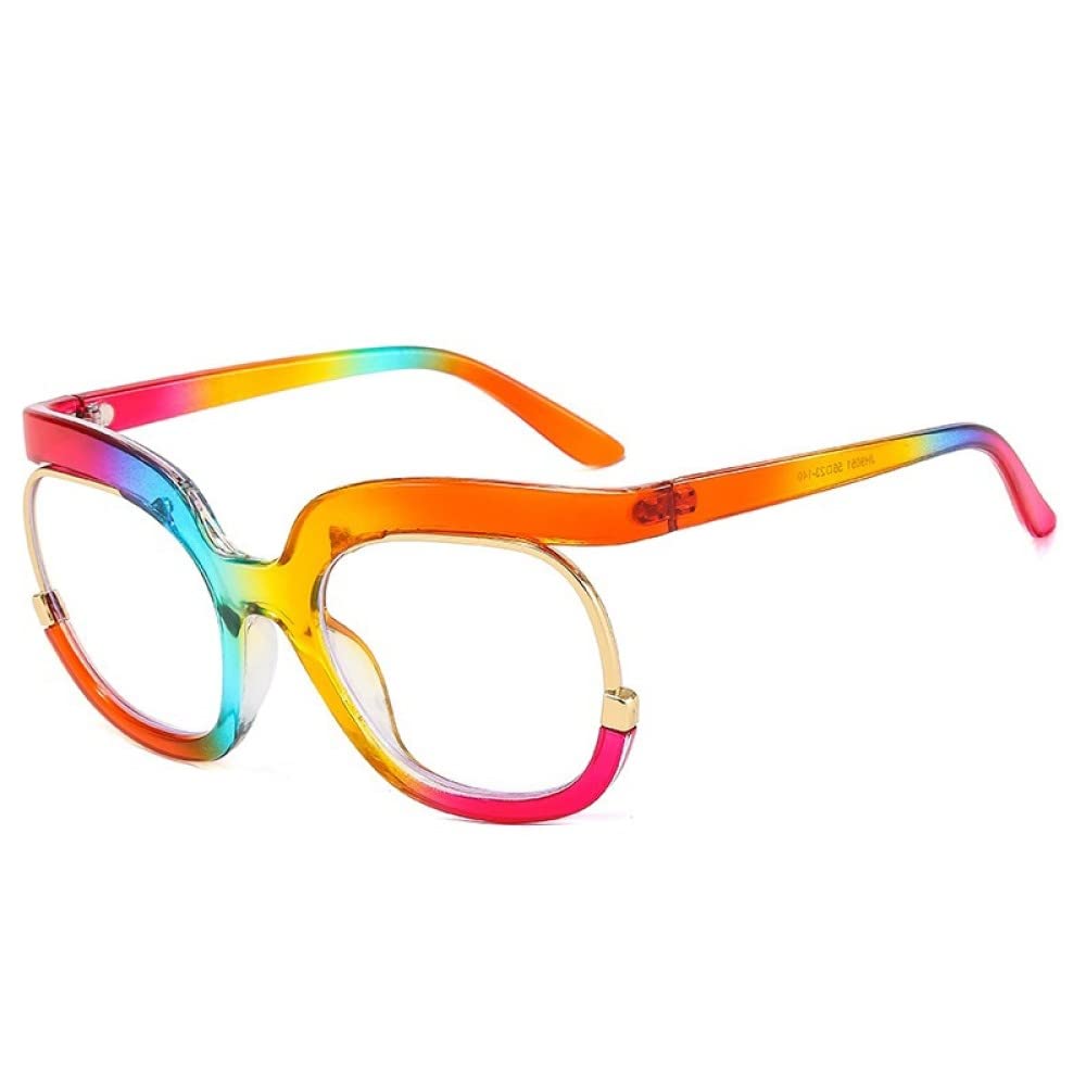 Occhiali da vista quadrati alla moda anti-luce blu per le donne Occhiali da vista neri rosa vintage con montatura per occhiali da computer femminile, arcobaleno trasparente