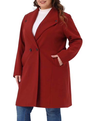Image of Agnes Orinda Women Plus Size Lapel Double Breasted Belted Winter Coats