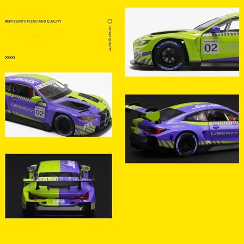 Modelo de auto de carreras M4 GT3 escala 1:24 con sonido y luz miniatura 5