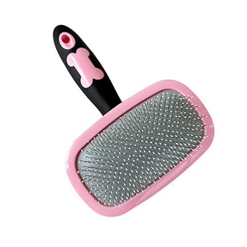 Leaipo Dog Brush & Cat Brush for Shedding & Grooming - Pet Self cleaning Slicker Deshedding Brush-Dog dematting comb for Small Dogs Puppy Yorkie Poodle Rabbits Cats (Pink)