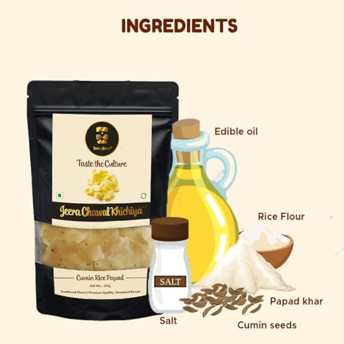 Image of Being Bania Rice Papad, Rajasthani Khichiya-215 Gram|Masala Rice Khichiya|Jeera Chawal Khichiya