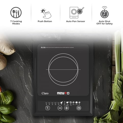 Image of Claro From The House of Link 1200W Induction Cooktop | 7 Cooking Modes with Touch Control & Digital Display | Auto Pan Sensor | Auto Shut off for Safety | 1 Year Warranty