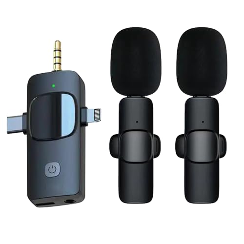 Image of 3 in 1 Dual Wireless Mic for Smartphones iPhones Tablets Laptops Desktops and Cameras Microphone for Recording Videos Insta Reels Podcast ASMR Vlogs YouTube Online Teaching (Universal Fit)