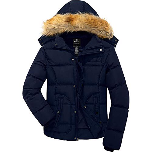 HYISHION Homme Veste Fourrure à Capuche Manteau Hiver Chaud Épais Parka Multi-Poche Doudoune Outdoor Blousons Garçon Capuche Amovible,Bleu,2XL Cover