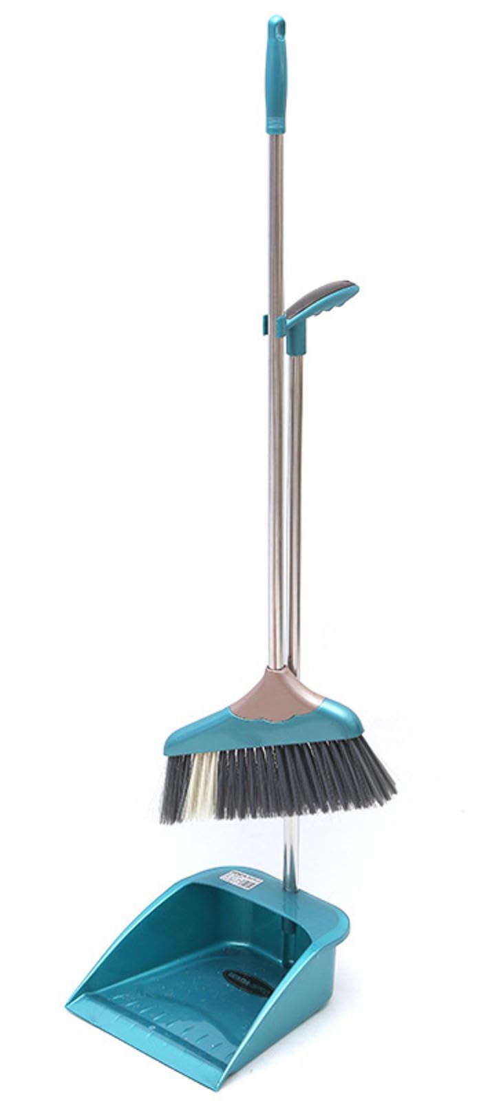NIBHZ Juego de Escoba y Recogedor, Recogedor y Escoba con Mango Largo, Escoba con Recogedor, Juego Combinado para El Hogar, Cocina, Interior, Exterior, Escoba para Limpieza de Pisos,Green