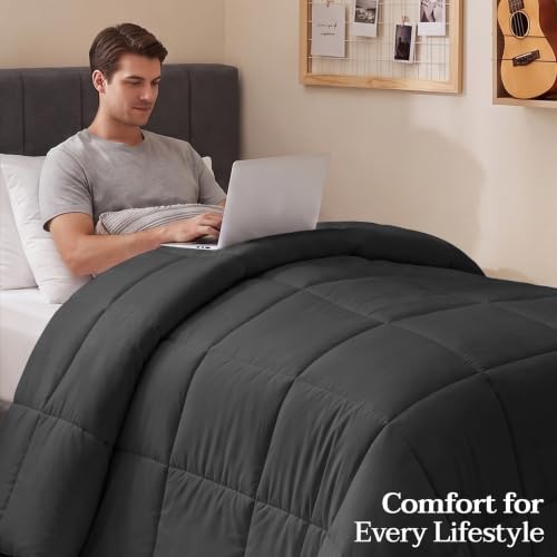 Image of Utopia Bedding Twin Comforter, Duvet Insert, Grey, 64 x 88 Inches