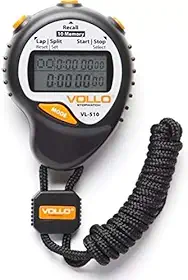 Cronômetro Digital Profissional Stopwatch, 2 Linhas, 1/100 e de 10 voltas de memória - marca Vollo Vl-510