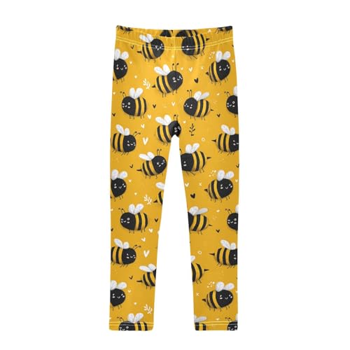 Girls Leggings Cute Bee Heart Soft Toddler Leggings for Girls Kids Pants Size 4T-10T