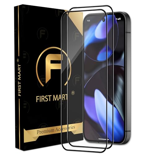 Image of FIRST MART Military-Grade Gorilla Tempered Glass Compatible For Google Pixel 9 and Google Pixel 9 Pro (6.3 Inch) With Easy Installation Kit | Edge To Edge Coverage | Black, Pack of 2