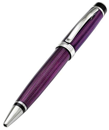 Xezo Incognito Brass Ballpoint Pen in Purple Metallic Color, Diamond-Cut Engraved, Serial, Platinum Plated Parts (Incognito Purple B-2) - Image 4