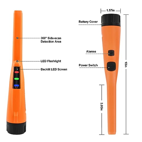 Dmyond Metal Detector Pinpointer, IP66 Waterproof Handheld Pin Pointer Wand with LED Screen, Hight Sensitivity 3 Modes Pinpointing Finder Probeor Gold, Coins, Detecting Accessories for Adults, Kids - Thumbnail 4