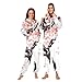 Poeticcity Couples Matching 1 PC Pajama, Unisex Soft Fleece Zip Up Hooded Pjs Jumpsuit Sleepwear Playsuit Lounge-wear(XXL) Red Pink Japanese Cherry Blossom Flowers Black Trunk
