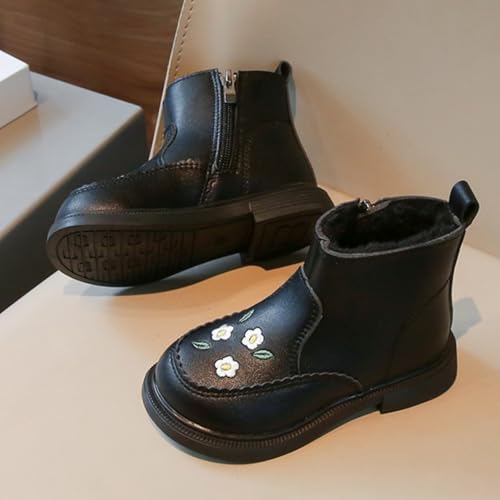 Girls Kids Side Zipper Faux F𝐮r Ankle Boots Girls Fashion Boots For Girls Girls Low Heel Side Zipper Ankle Booties4