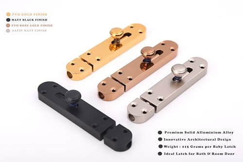 Image of 3 Pieces Baby Latch for Bathroom /Matt Black Latch Lock for Main Door /Door Lock Latch for Home /Bedroom /Office & Door Stopper (Matt Black, Pack of 3)