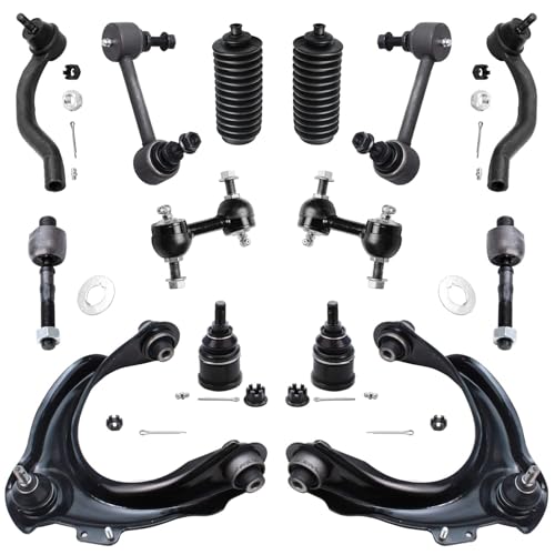 Image of Detroit Axle - 14pc Front End Suspension Kit for 04-08 Acura TSX, 03-07 Honda Accord, Upper Control Arms Tie Rods Lower Ball Joints Boots and Rear Sway Bars 2004-07 Replacement