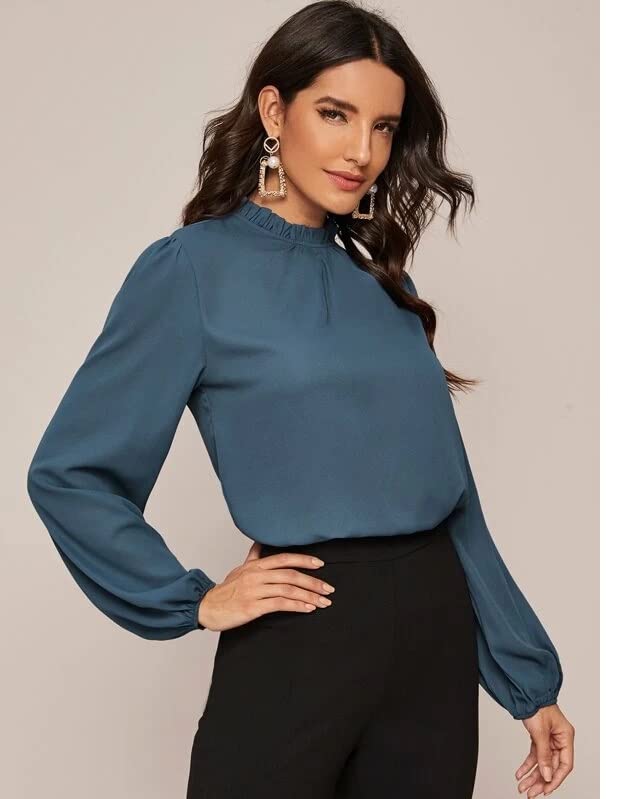 Image of FNOCKS Women's Plain Round Neck Long Sleeve Slip On Cotton Top