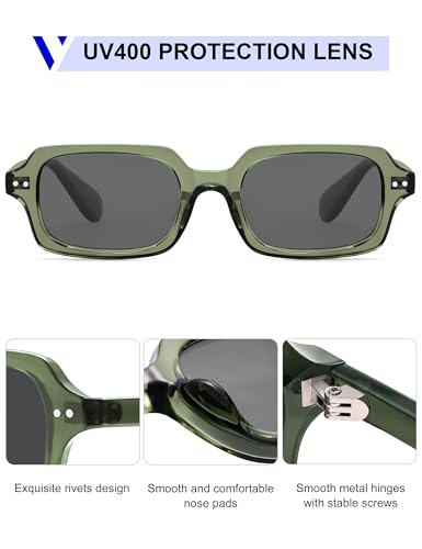 Image of VANLINKER Retro Small Square Sunglasses for Men Women Trendy 90s Rectangle Shades VL9879