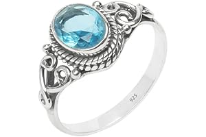 Blue Topaz Stone Ring - Size 10