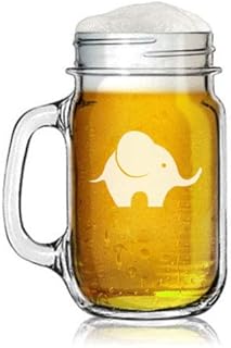 16oz Mason Jar Glass Mug w/Handle Baby Elephant