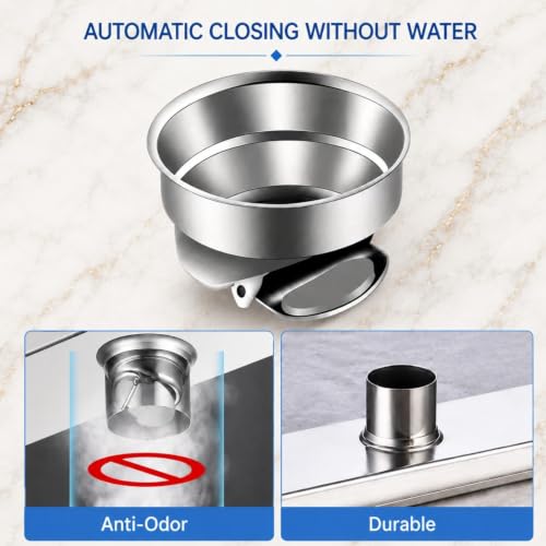 Image of Tapsa Tile Insert Floor Drain | 304 Stainless Steel | Invisible Shower Drain Channel | Shower Drain Channel |Water Drain Channel| Floor Drain with Cockroach Trap | Anti-Rust. (Black, 4X4)