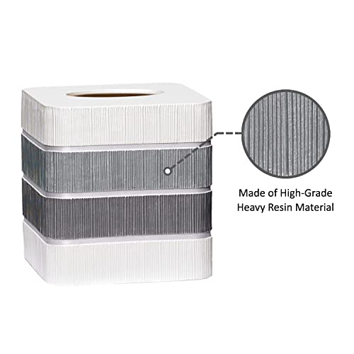 Zahari Home 2pc Modern Line Stylish Bath Accessories Set Waste Basket & Square Tissue Box Cover Classic Contemporary Decorative Beautiful Designs Gray Bathroom Decor Set for Home Modern Bath Set by Zahari Home - Used condition - Image 7