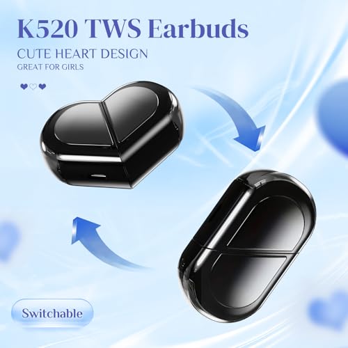 Image of Heart Wireless Earbuds for Girls Kids, Cute Small Mini Tiny Invisible Earbuds Wireless Bluetooth for Small Ears Canals Women Rose Gold Kawai Blue Tooth Ear Buds for iPhone Android