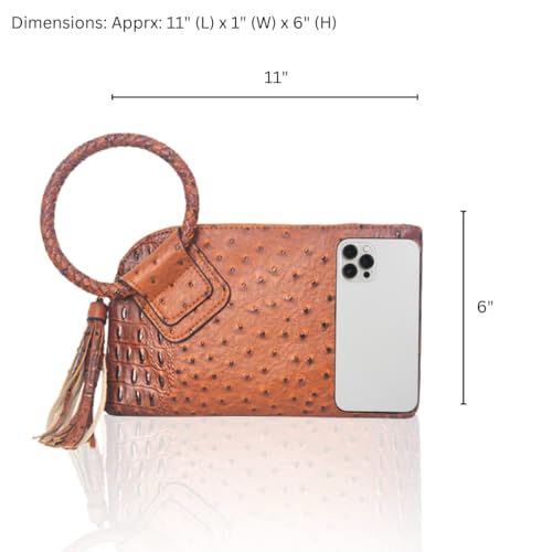 Image of NGIL Faux Leather Mini Wristlet Purse | Women's Handbag, Fashion Wristlet Wallet, Compact Everyday Purse with Fringe Tassel